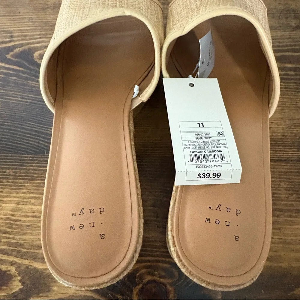 A New Day Ricky Tan Woven Platform Sandals Size‎ 11 - Picture 6 of 7
